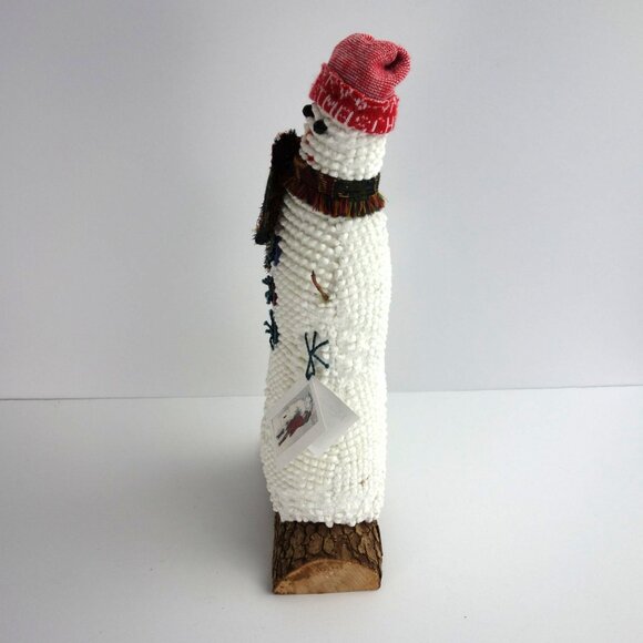 Handcrafted Christmas Holiday Chenille Snowman on Piece of Dogwood 14 1/2" #2 - Picture 6 of 8